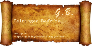 Geiringer Beáta névjegykártya